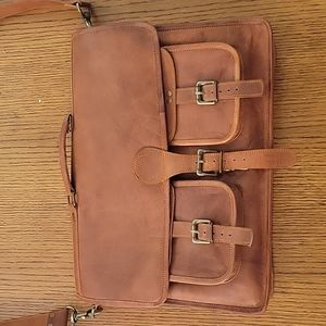 New Genuine Leather Large Messenger Bag Briefcase LapTop Book Bag